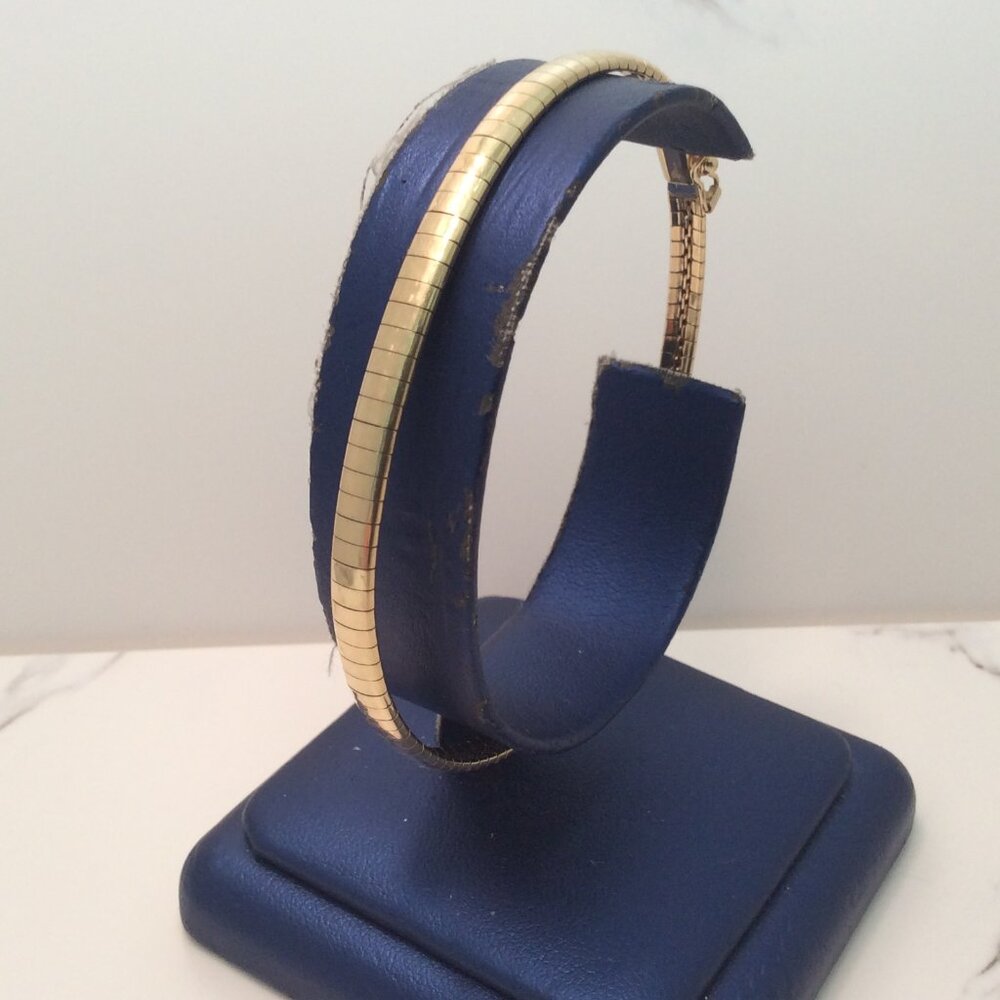 14k Real Yellow Solid Gold Flexible Omega Bangle Bracelet 10.00 gr 8''